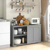 COSTWAY Freestanding Kitchen Storage Cabinet Floor Storage Cabinet Sliding Door