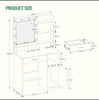 Dressing Table with Led Lights Large Mirror Drawer White Wood Eff Desk Ambient