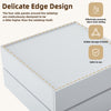 Coffee Table 360° Rotating Modern Square Table With 2 Drawers Storage White