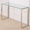 Tempered Glass Console Table Stainless Steel Chrome Legs Living Room Furniture