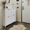 Shoe Storage Cabinet Cupboard 4 Door Hallway Organiser Compact Space Saver