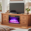 Electric Fireplace Heater Flame Effect Remote Freestanding Black With Timer LED