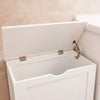 Large Laundry Linen Cabinet Bathroom Storage Chest Wooden Linen Hamper Bin-White
