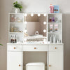 Dressing Table Stool Set with 10 LED Lights Mirror 3 Drawers Vanity Desk Storage