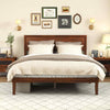 King Size Bed Frame Wood Platform Bed 22 CM Under-bed Storage Space-Walnut
