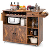 Kitchen Island Storage Trolley Rolling Cart Cupboard with Wine Rack & 2 Doors
