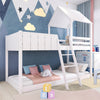 Wooden Bunk Beds 3FT Treehouse Loft Bed Kids Mid-Sleeper Cabin Bed 90x190 White