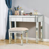 Glass Mirrored Dressing Table Makeup Vanity Desk Bedroom w/ Drawer&Mirror&Stool