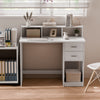 Mondeer computer Desk with Storage Shelf and 2 Drawers 105 x 94 x 48 cm White