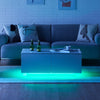 White High Gloss LED Coffee Table Wooden with 4 Drawers 16 Colors Adjustable