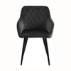 Set of 2 Kitchen Dining Chairs Grey Diamond Velvet Padded Armchairs Metal Leg