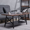 2 Tiers Coffee Table Black Storage Shelf Rack Industrial Style Rustic Wood Unit