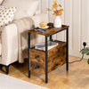 Side Table Narrow Bedside Table w/Charging Station USB Ports Nightstand