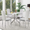 Glass Dining Table Set with 4 Chairs Faux Leather Living Room Kitchen Furniture