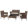 Rattan Garden Furniture Set 4 Piece Outdoor Sofa Table Chairs Patio Yellow Brown
