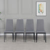 4 PCS Grey Linen Fabric Dining Chairs Set Padded Seat High Back Home Furniture