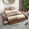 Double Iron Bed Frame Heavy-Duty Platform Bed Base Mattress Foundation w/Drawers