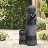 Outdoor Garden Patio Solar Powered Black Ball Water Feature Fountain with Lights