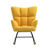 Rocking Chair Leisure Armchair Mattress Mustard Yellow Rocker Sofa Linen Fabric