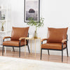 Modern 1 Seater Brown Faux Leather Sofa Armchair Couch Living Room Metal Legs