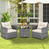 3 PCS Patio Furniture Set Outdoor Patio Rattan Sofa Set W/ Soft Seat White