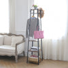 Industrial Coat Rack Stand Clothing Rail Hall Tree with 4 Shelf & 8 Hooks