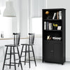 Modern Freestanding Bookcase Wooden Storage Cabinet w/ Open Shelves and 2 Doors