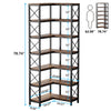 Corner Bookshelf, Large Modern Corner Bookcase with Metal Frame for Living Room