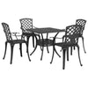 5 Piece Garden Dining Set Black Cast Aluminium Q6I8