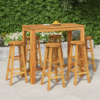 7 Piece Garden Dining Set Solid Wood Acacia L4C3