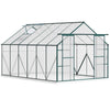 Polycarbonate Walk-in Garden Greenhouse w/ Double Sliding Door, Adjustable Vent