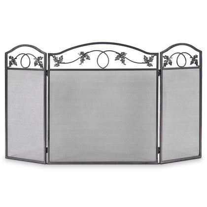 3 Panel Foldable Fireplace Screen Protector Steel Freestanding Spark Guard