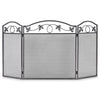 3 Panel Foldable Fireplace Screen Protector Steel Freestanding Spark Guard