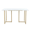Dining Table 140cm Rectangular Marble Effect Kitchen Table w/ Golden Metal Legs