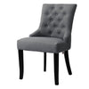 2x Dining Chairs Linen Fabric Studded Chairs Upholstered Accent Wooden Legs