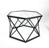 Hexagon Glass Table with Black Metal Frame Centre Coffee Tables for Living Room