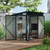 Metal Garden Shed 8x4ft Lockable Tool Store Sloped Roof Galvanized Steel Grey