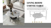 FATIVO High Gloss Marble Coffee Table 2 Tier Center Table w Strong Aluminum Legs
