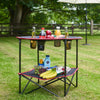 Round Folding Portable Table Camping Garden Party Picnic Trestle w/ Cups Holder