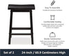 Wood Saddle-Seat Kitchen Counter-Height Stool, Set of 2, Black