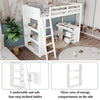 Single Pine Wood Loft Bed Frame High Sleeper Bunk Bed Cabin Bed with Study Desk