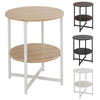 Small 2 Tier Round Bedside Table Sofa End Table Coffee Table with Shelf Bedroom