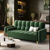 Convertible Velvet Sofa Bed – 3 Seater Futon with Adjustable Back & Pillows