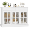 Sideboard Kitchen Cupboard Buffet Cabinet 3 Door 2 Drawer Unit White Glass 120cm