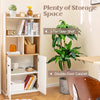 Wooden 4-Tier Bookcase Freestanding Display Unit with 2 Doors & Open Shelves