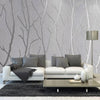 Modern Flocking 3D Embossed Wallpaper Grey Silver Tree Branches Wall Paper Decor