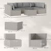 7 Pieces Rattan Garden Furniture Set with Cushions, Grey