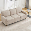 3 Seater Sofa Couch Linen Fabric Settee for Living Room & Office Studded (Beige)