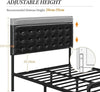 4FT6 Double Bed Frame Metal Platform Bed with Faux Leather Adjustable Headboard