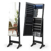 Freestanding Jewelry Mirror Cabinet Lockable Jewelry Armoire w/ 6 LED Lights